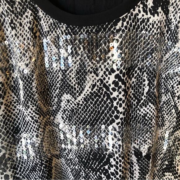 Express Sequin Tank Top Women’s XS Animal Print Black Snakeskin Print Biker Boho - Picture 2 of 8